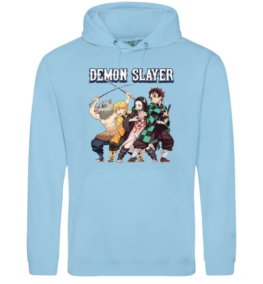 Чоловіча толстовка (худі) Demon Slayer Блакитний фото