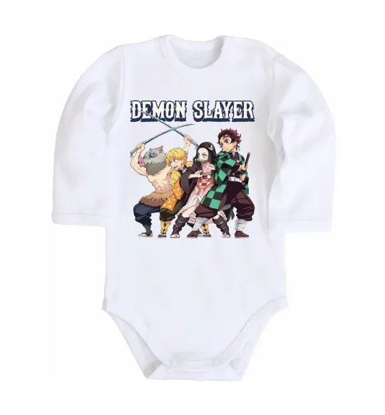 Детский боди Demon Slayer Белый фото