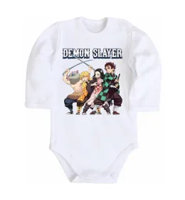 Детский боди Demon Slayer Белый фото