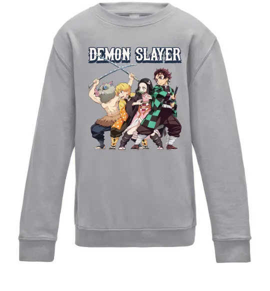 Детский Свитшот Demon Slayer Серый меланж фото