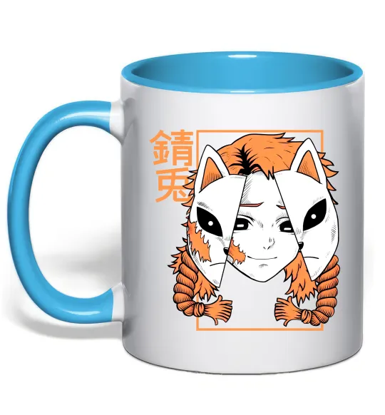 Чашка з кольоровою ручкою Вбивця демонів Сото Блакитний фото