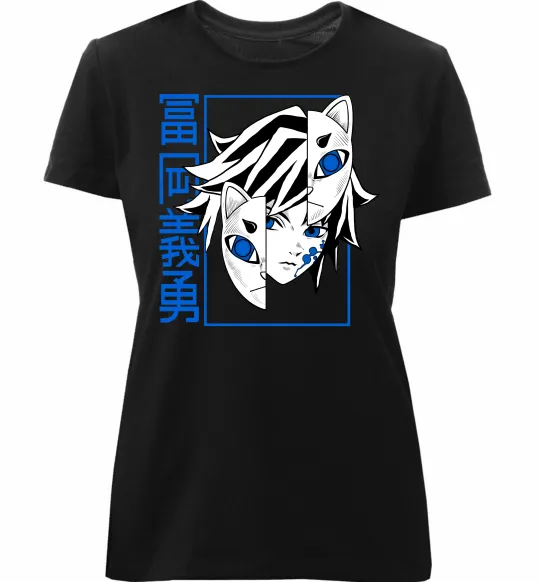 Женская премиум футболка Клинок який знищує демонів Томіока Черный фото