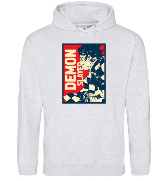 Мужская толстовка (худи) Demon Slayer art Серый меланж фото