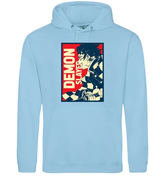 Мужская толстовка (худи) Demon Slayer art Голубой фото