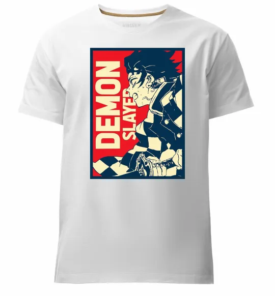 Мужская премиум футболка Demon Slayer art Белый фото