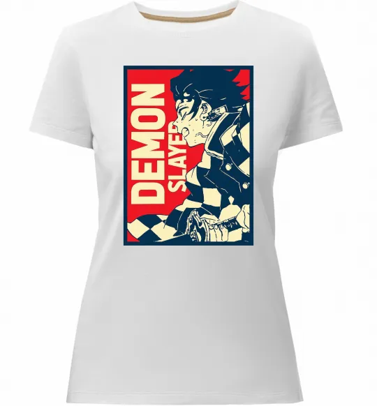 Женская премиум футболка Demon Slayer art Белый фото