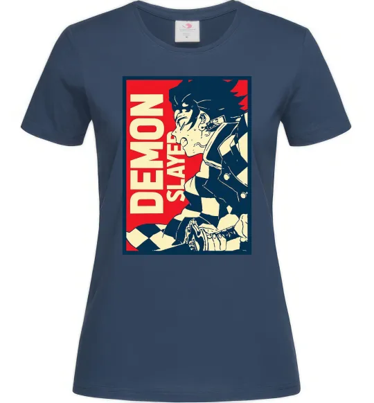 Женская футболка Demon Slayer art Темно-синий фото