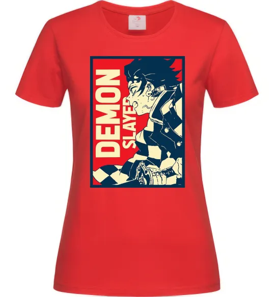 Женская футболка Demon Slayer art Красный фото