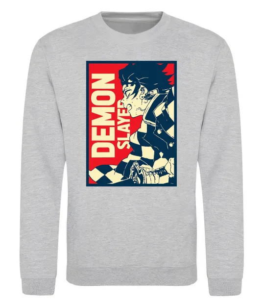 Свитшот Demon Slayer art Серый меланж фото