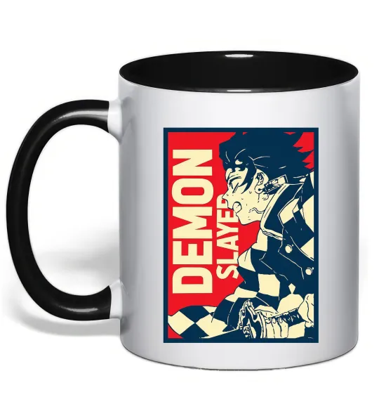 Чашка с цветной ручкой Demon Slayer art Черный фото