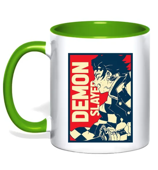 Чашка с цветной ручкой Demon Slayer art Зеленый фото