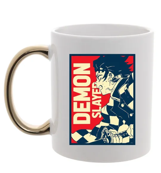 Чашка с цветной ручкой Demon Slayer art Золото фото