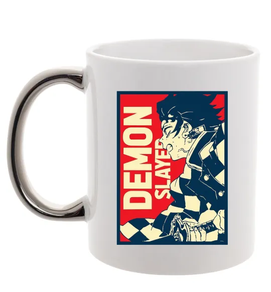 Чашка с цветной ручкой Demon Slayer art Серебро фото