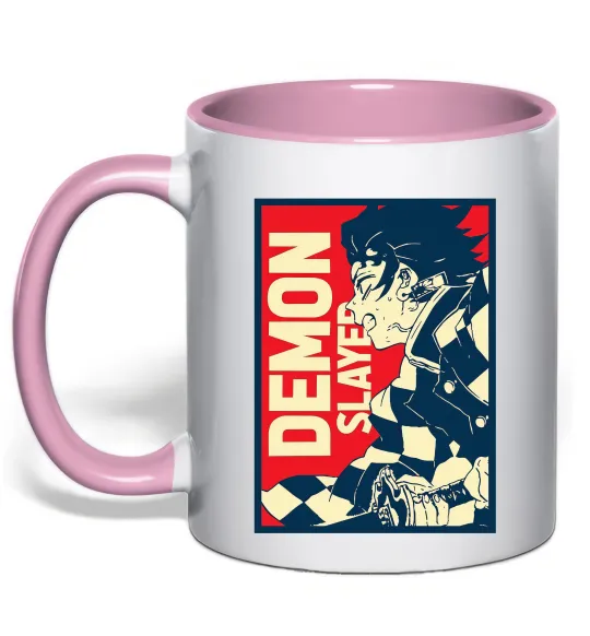 Чашка с цветной ручкой Demon Slayer art Нежно розовый фото