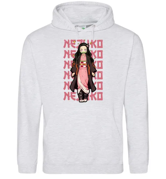 Женская толстовка (худи) Nezuko Demon Slayer Серый меланж фото