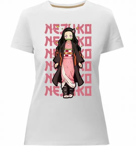 Женская премиум футболка Nezuko Demon Slayer Белый фото