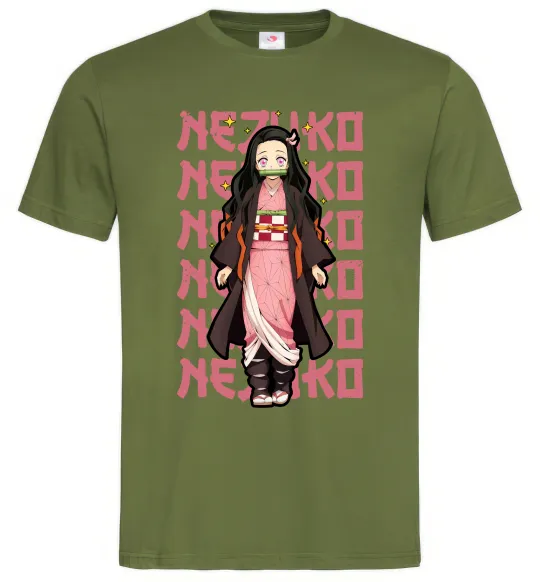 Мужская футболка Nezuko Demon Slayer Оливковый фото