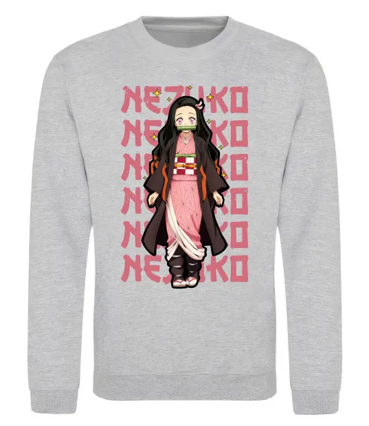 Свитшот Nezuko Demon Slayer Серый меланж фото
