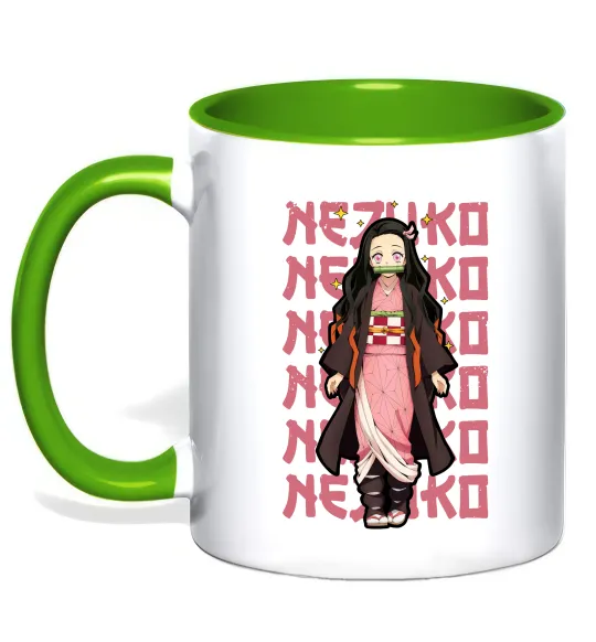 Чашка с цветной ручкой Nezuko Demon Slayer Лаймовый фото