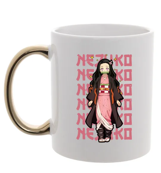 Чашка с цветной ручкой Nezuko Demon Slayer Золото фото