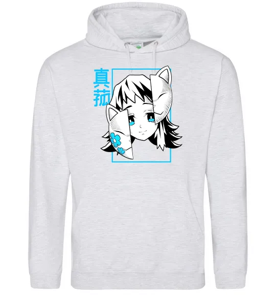 Женская толстовка (худи) Макомо Demon Slayer Серый меланж фото