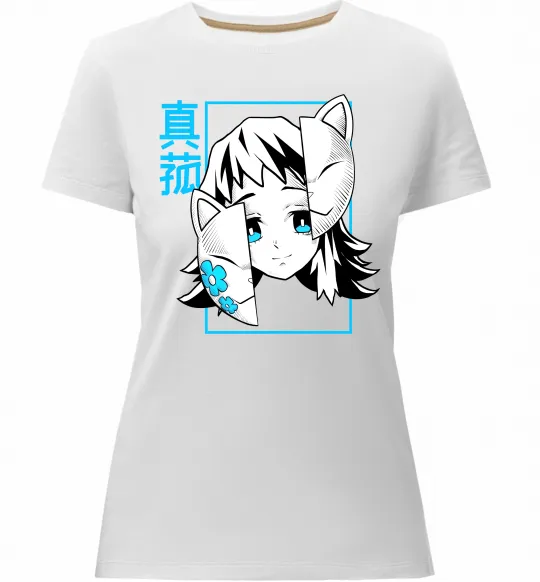 Женская премиум футболка Макомо Demon Slayer Белый фото