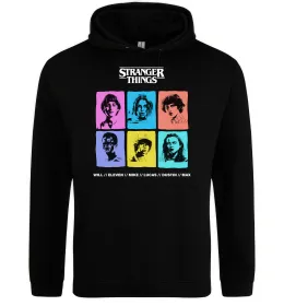 Мужская толстовка (худи) Stranger things ABCD Черный фото