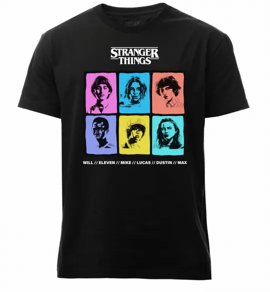 Мужская премиум футболка Stranger Things photos Черный фото