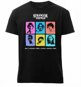 Мужская премиум футболка Stranger things ABCD Черный фото