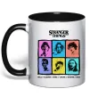 Чашка з кольоровою ручкою Stranger Things photos Чорний фото