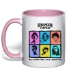Чашка з кольоровою ручкою Stranger Things photos Ніжно рожевий фото