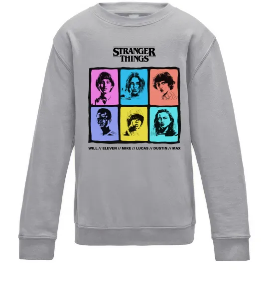Детский Свитшот Stranger Things photos Серый меланж фото