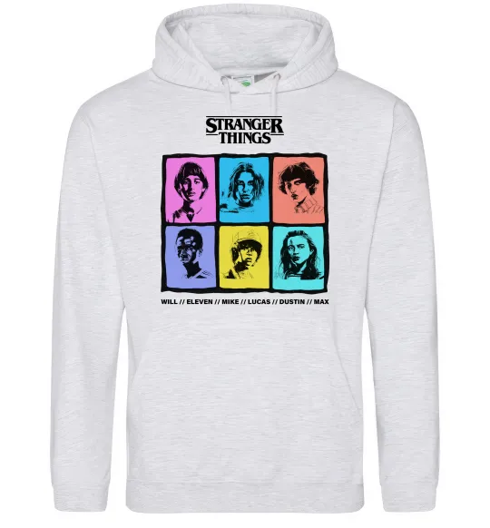 Мужская толстовка (худи) Stranger Things photos Серый меланж фото