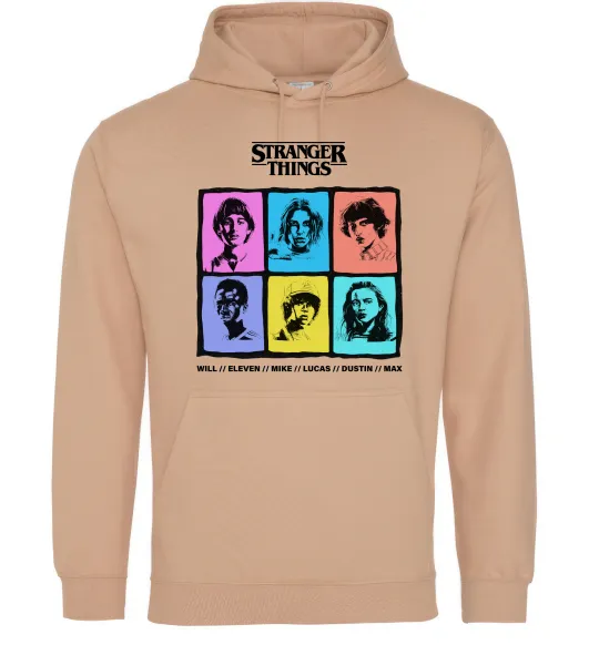 Мужская толстовка (худи) Stranger Things photos Песочный фото