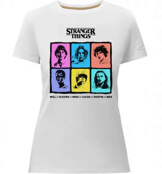 Женская премиум футболка Stranger Things photos Белый фото