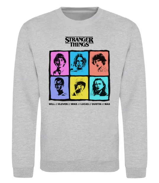 Свитшот Stranger Things photos Серый меланж фото