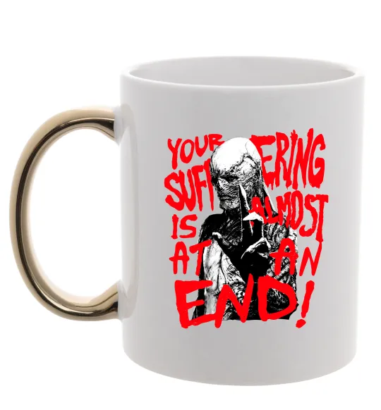 Чашка з кольоровою ручкою Stranger things Suffering at an end Золото фото