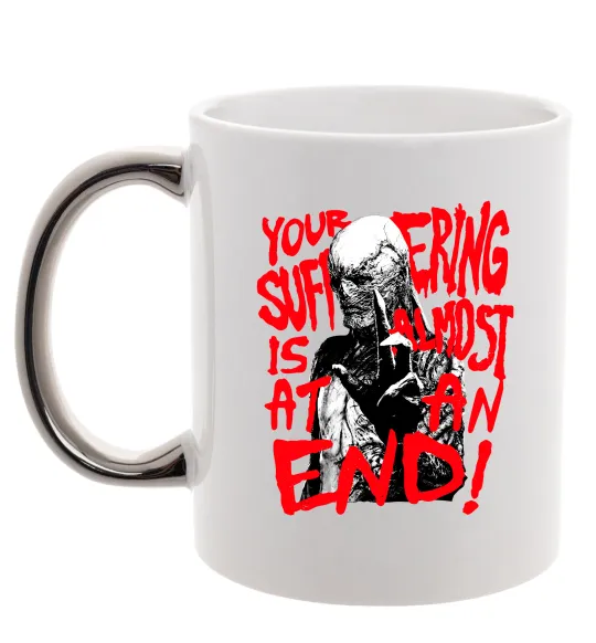 Чашка з кольоровою ручкою Stranger things Suffering at an end Срібло фото