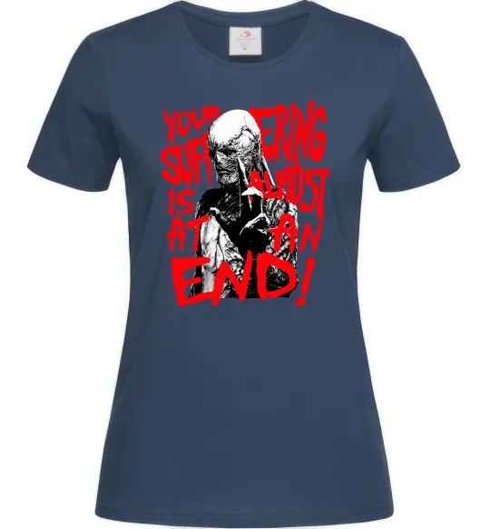 Женская футболка Stranger things Suffering at an end Темно-синий фото