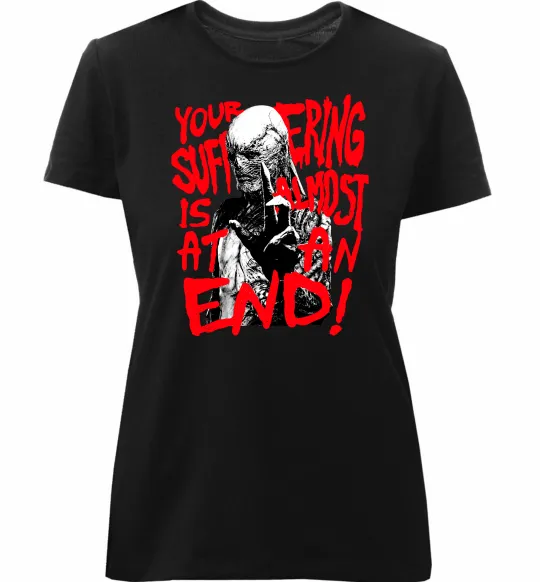 Женская премиум футболка Stranger things Suffering at an end Черный фото