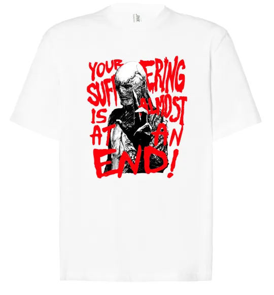 Футболка Оверсайз Stranger things Suffering at an end Белый фото