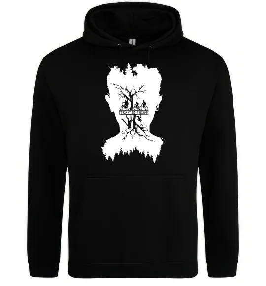 Чоловіча толстовка (худі) Stranger things dark forest Чорний фото