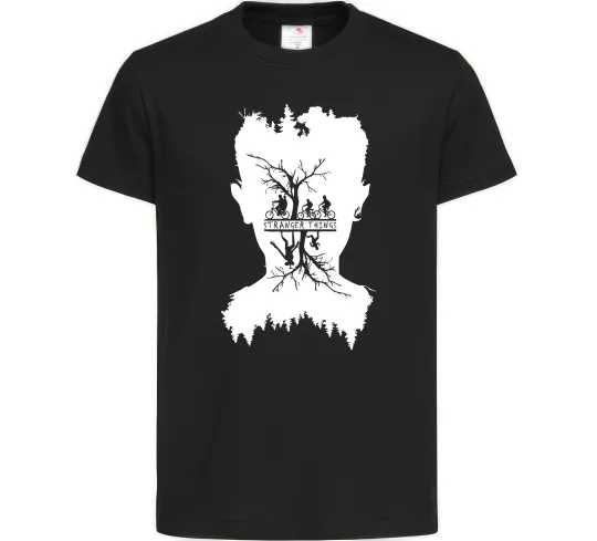 Дитяча футболка Stranger things dark forest Чорний фото