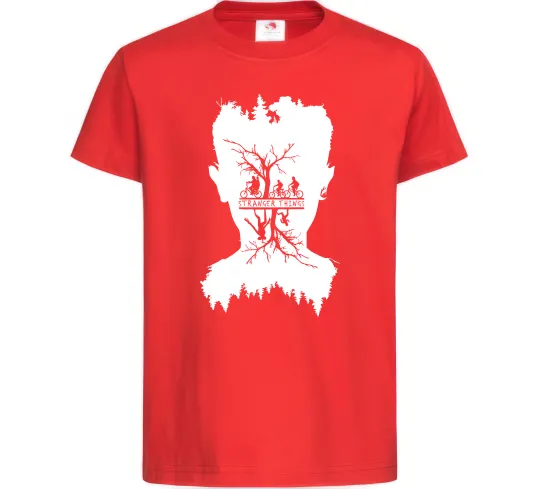 Дитяча футболка Stranger things dark forest Червоний фото