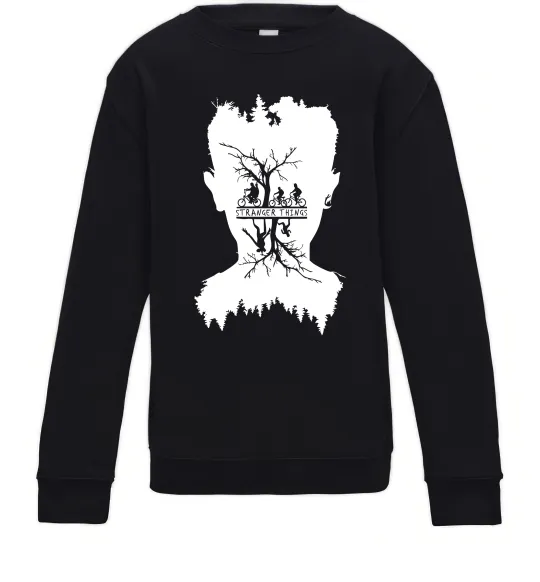 Детский Свитшот Stranger things dark forest Черный фото