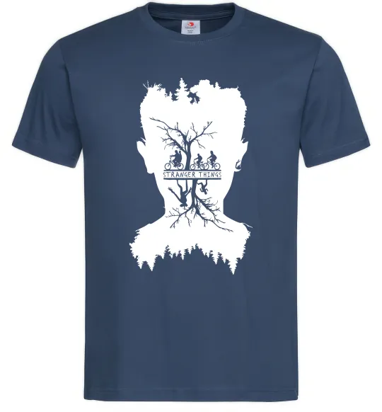 Мужская футболка Stranger things dark forest Темно-синий фото