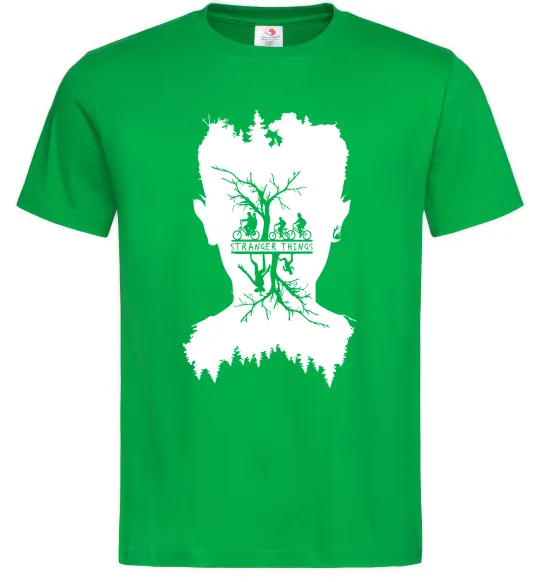 Мужская футболка Stranger things dark forest Зеленый фото