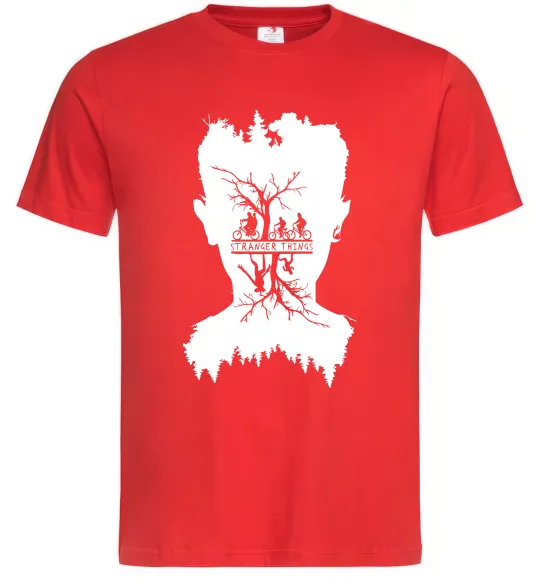 Мужская футболка Stranger things dark forest Красный фото