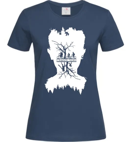 Жіноча футболка Stranger things dark forest Темно-синій фото