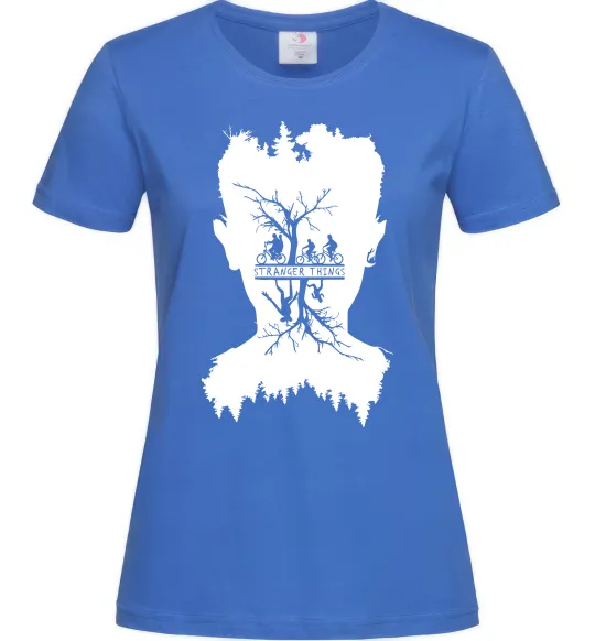 Жіноча футболка Stranger things dark forest Яскраво-синій фото